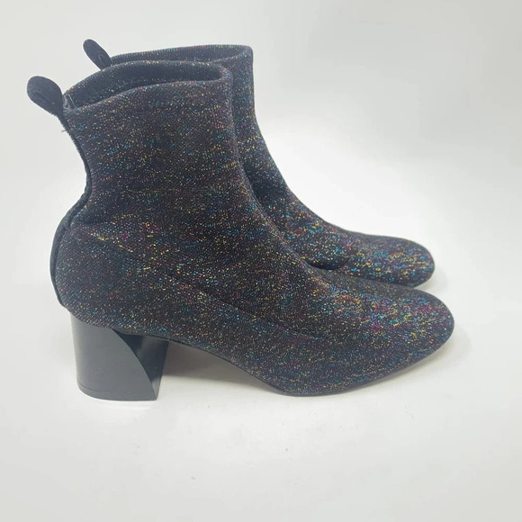 Zara Trafaluc Sock Style Glitter‎ Heeled Ankle Boots Size US 6.5 - Picture 5 of 12